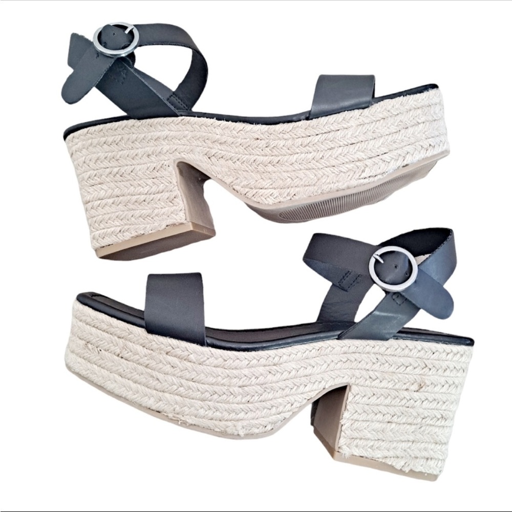 MIA espadrille sandals Square toe Nichelle black vegan leather ankle strap